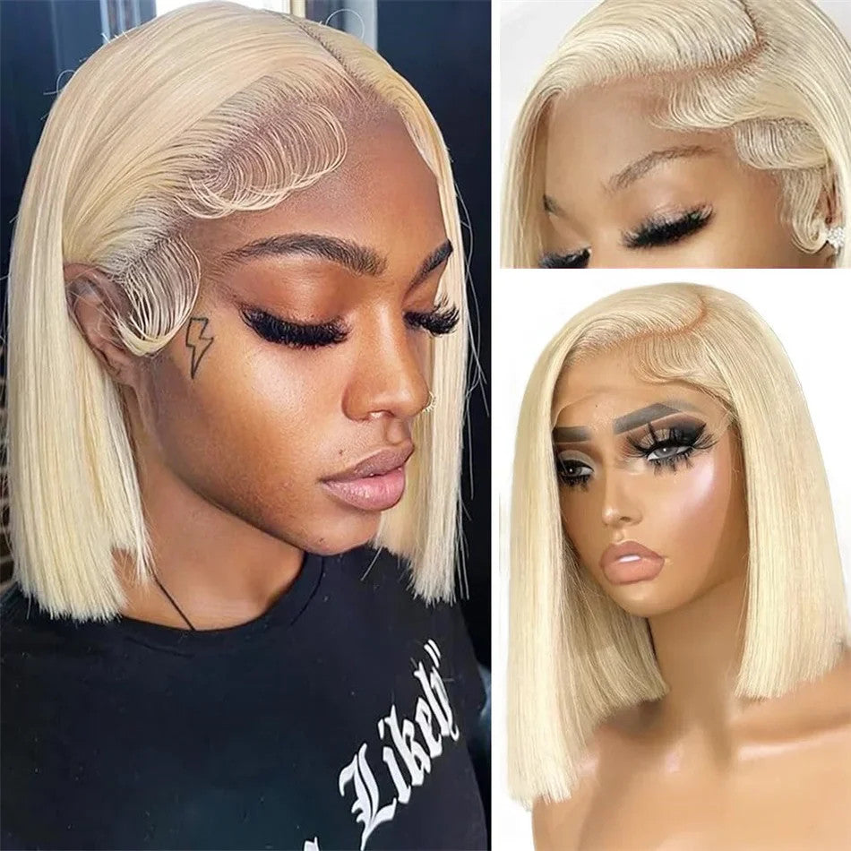 100% Vietnamese Super Double Drawn Bone Straight 13x4 Frontal Bob Wig with