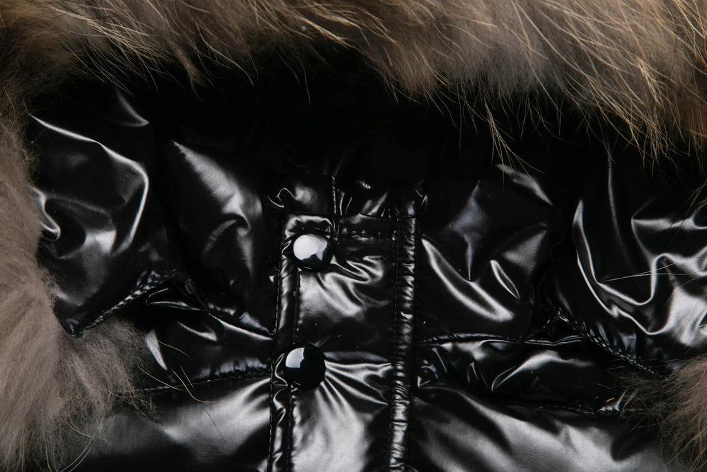 Kids Winter Down Jacket Real Faux Fur Waterproof Shiny Thick Warm Outerwear