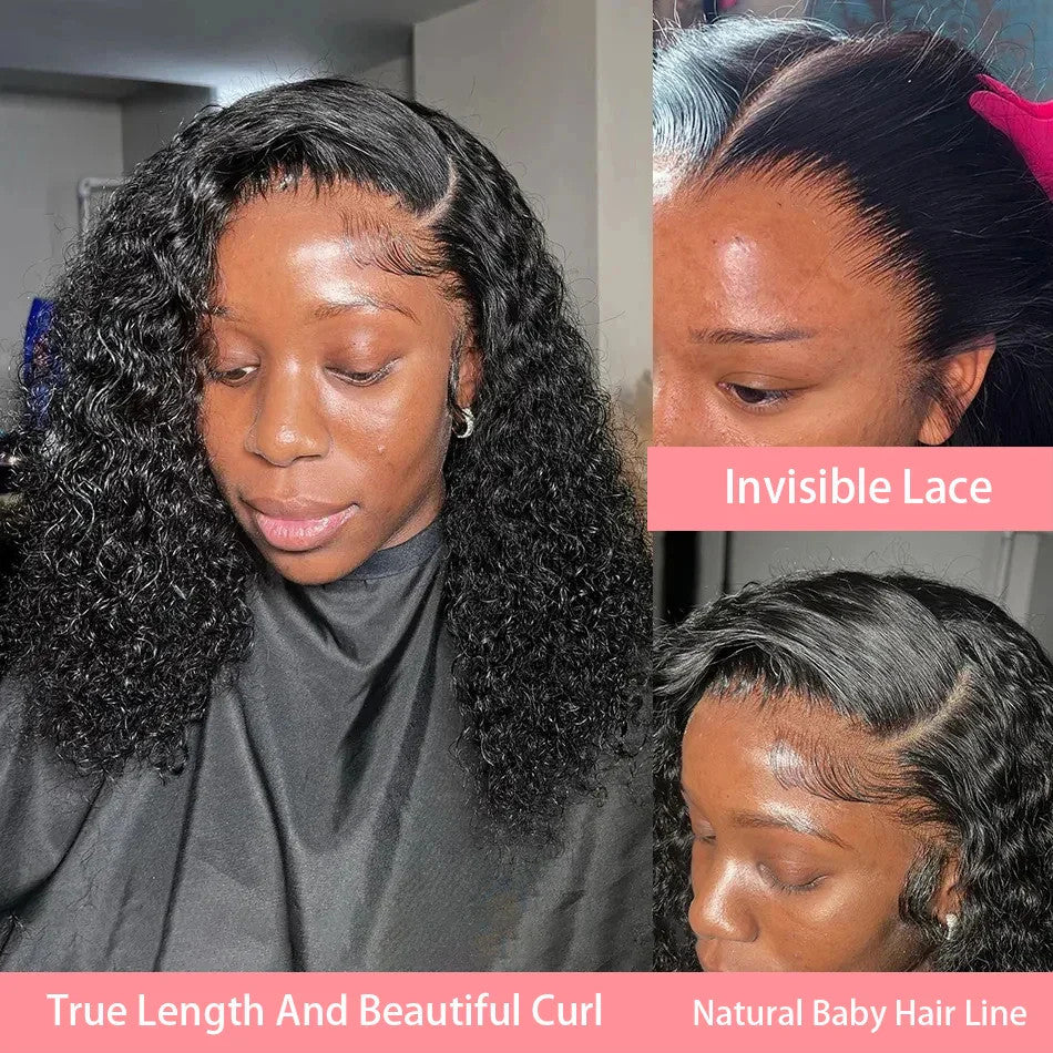 200% Short Curly Bob Wigs Lace Front Human Hair Wigs 13x4 4x4 Deep Wave Lace
