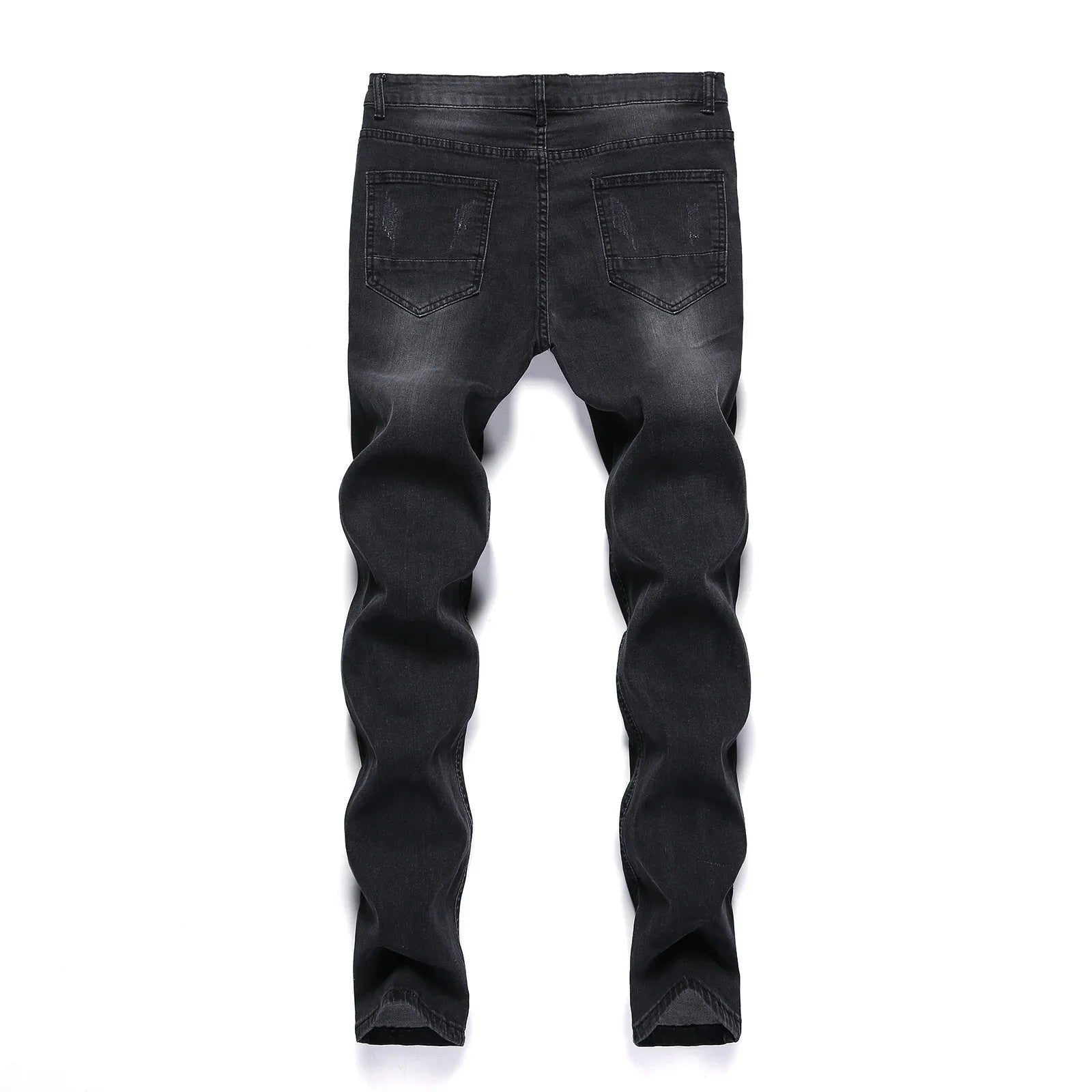 2025 New Fashion Street Style Ripped Skinny Jeans Men Vintage wash Solid Denim