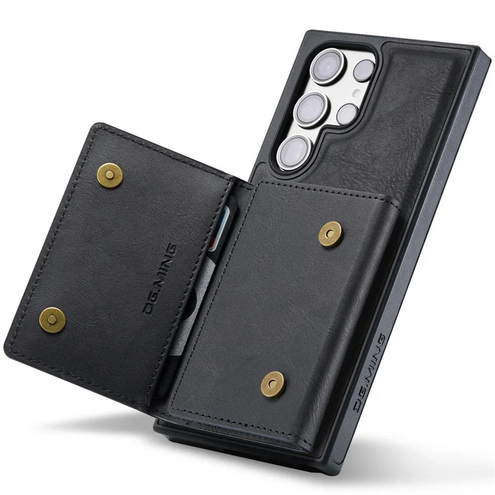 DG.Ming RFID Blocking Retro Flip Leather Case For Samsung Galaxy S25 S24 S22