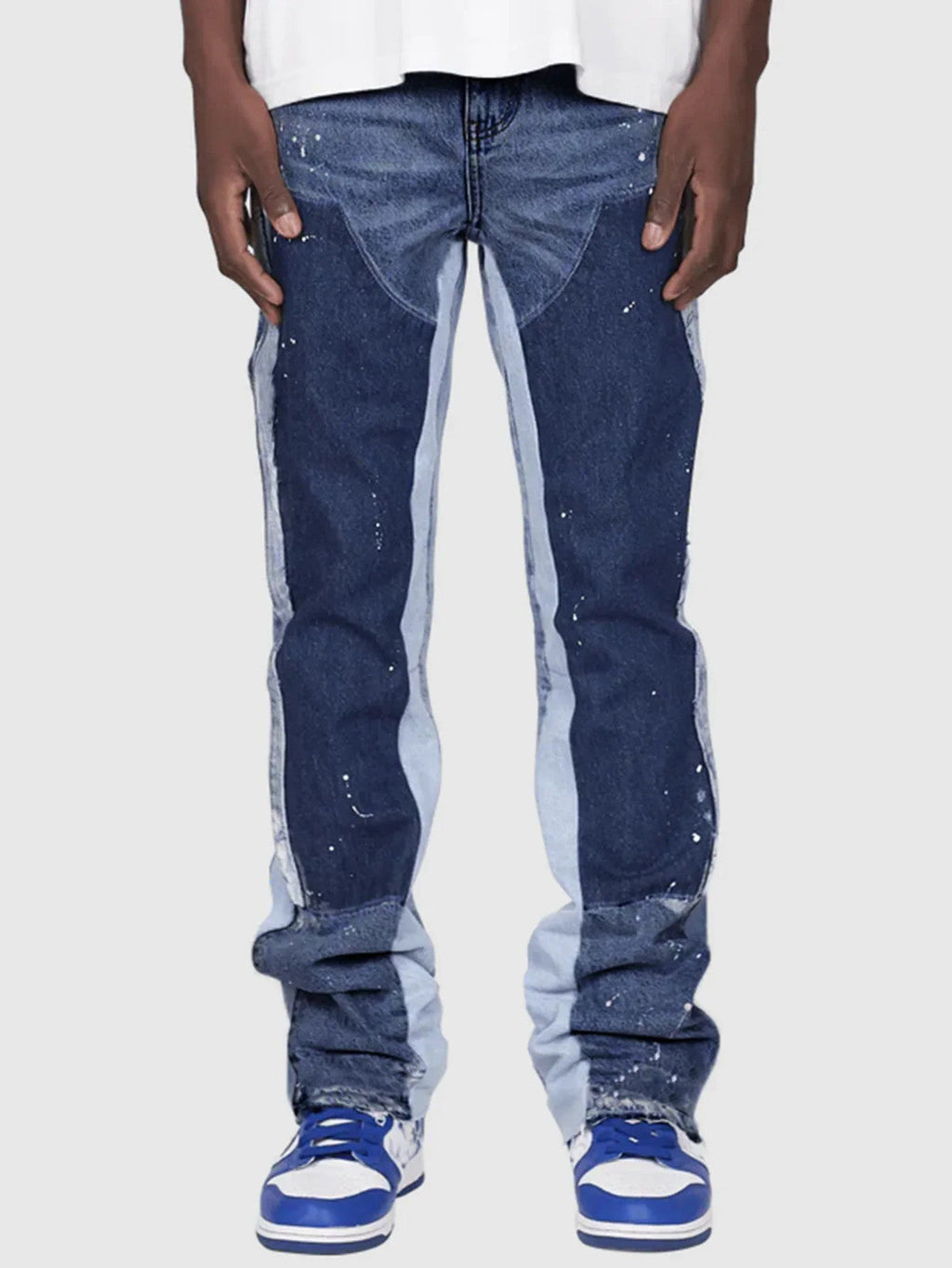Men's Fashion Jeans Work Pants, European and American Fashion Workwear Elastic