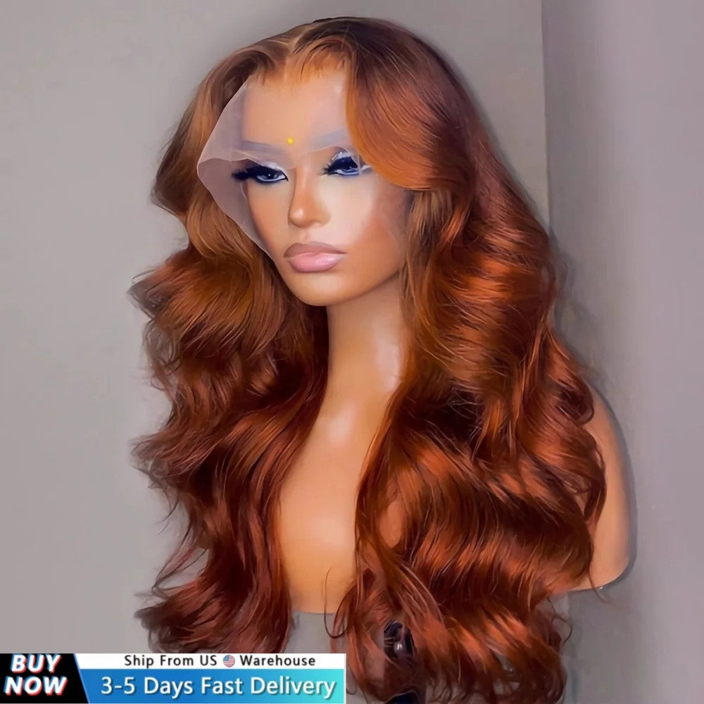 HD 13x4 Reddish Brown Lace Front Colored Glueless Human Hair Wigs Brazilian