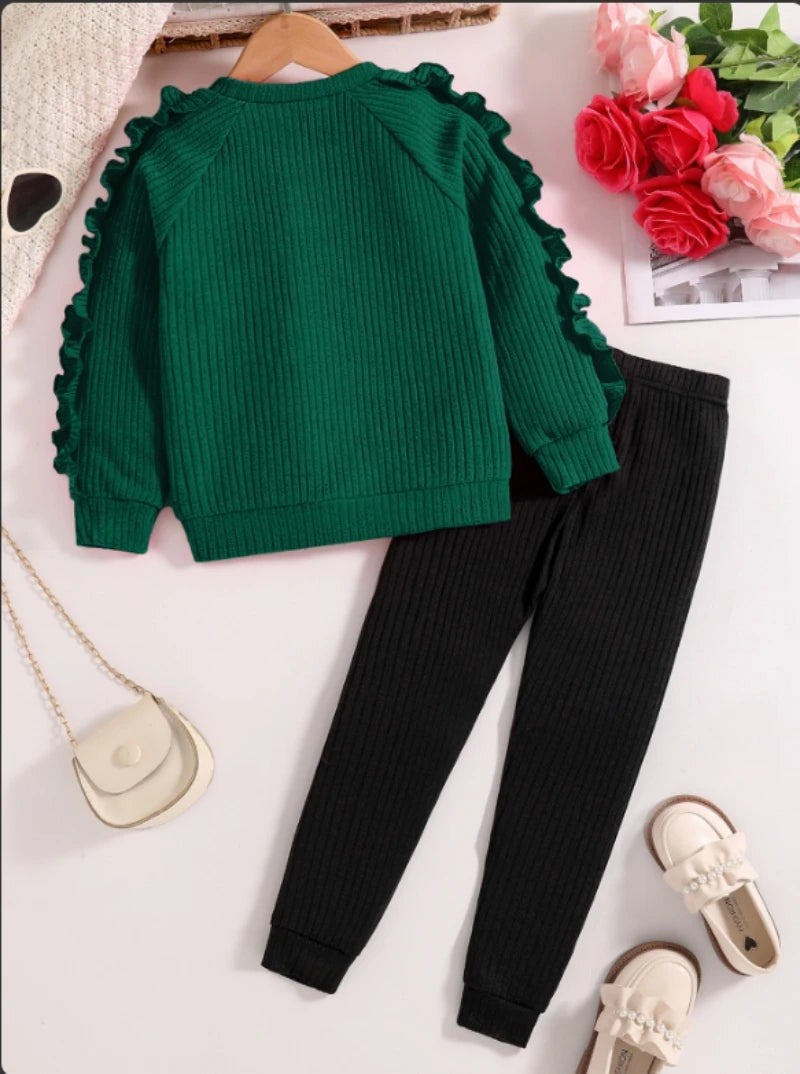 Spring and Autumn children fashion sports set girls sweater + casual pants