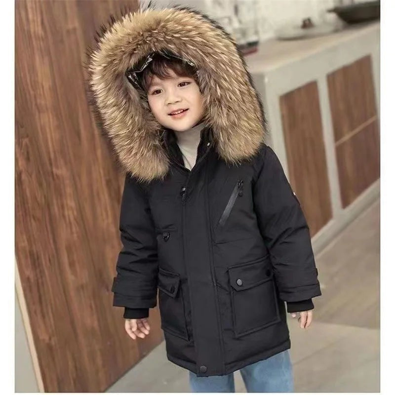 Kids Winter Jacket -30℃ Warm Padded Coat | Thick Velvet Parkas for Children