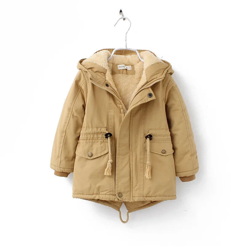 Winter Kids Clothes Plus Velvet Thicken Warm Jacket for Girls Casual Zipper