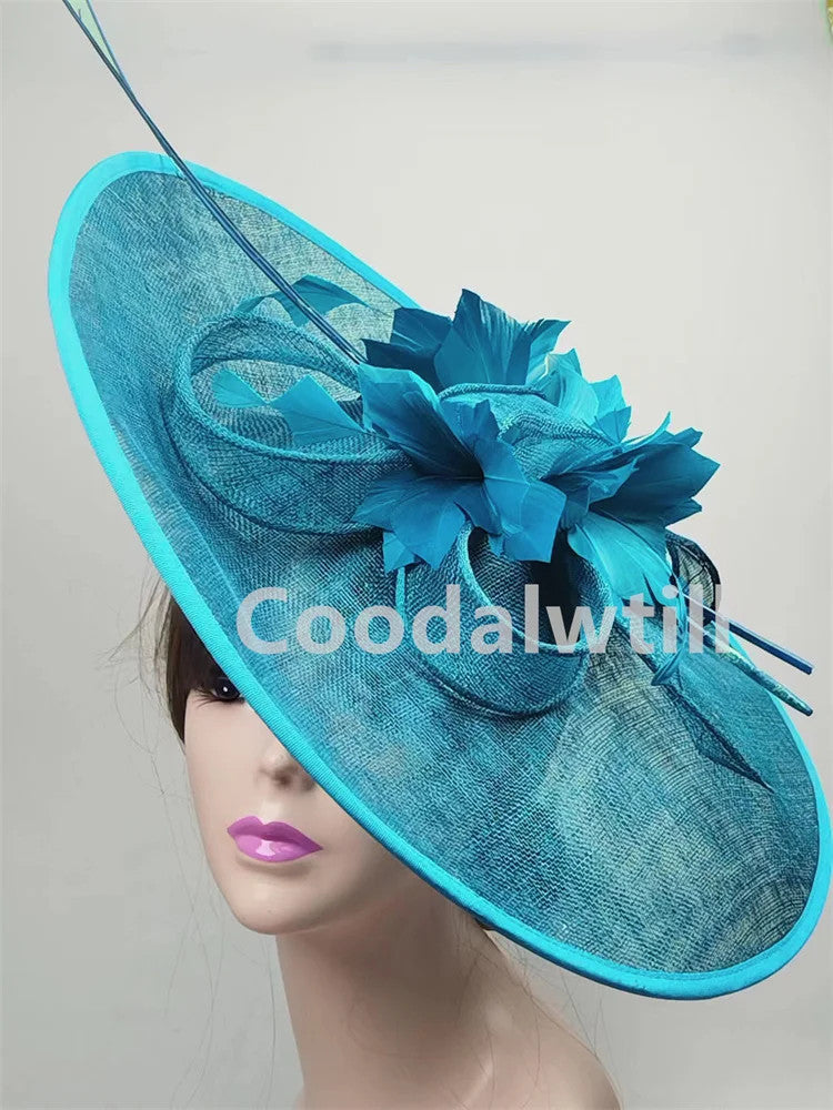 Royal Ascot Big Fascinator Hat Women Kentucky Derby Feather Large Hat