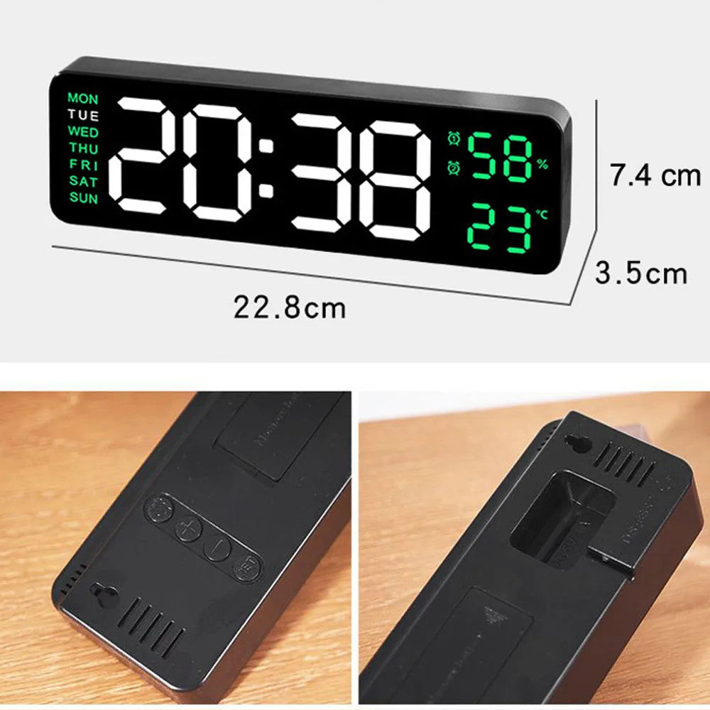Digital LED Alarm Clock with Calendar,Temperature and Humidity. Acrylic or