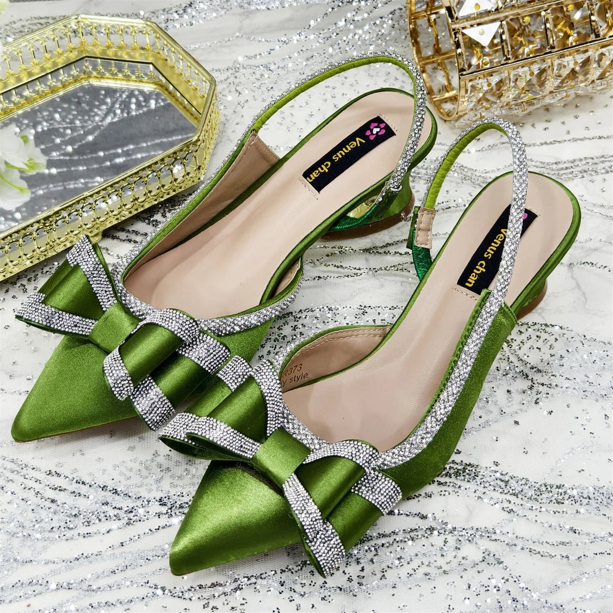 Butterfly-Knot Bow Pointed Toe Slingback Heels & Matching Bag Set — 7 Colours | EU 37–43