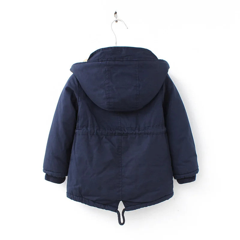 Winter Kids Clothes Plus Velvet Thicken Warm Jacket for Girls Casual Zipper