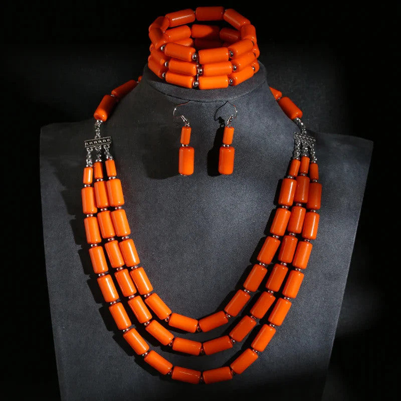 Fashion Jewelry sets Colorful Acrylic Wave Shaped Multilayer Necklace Earrings