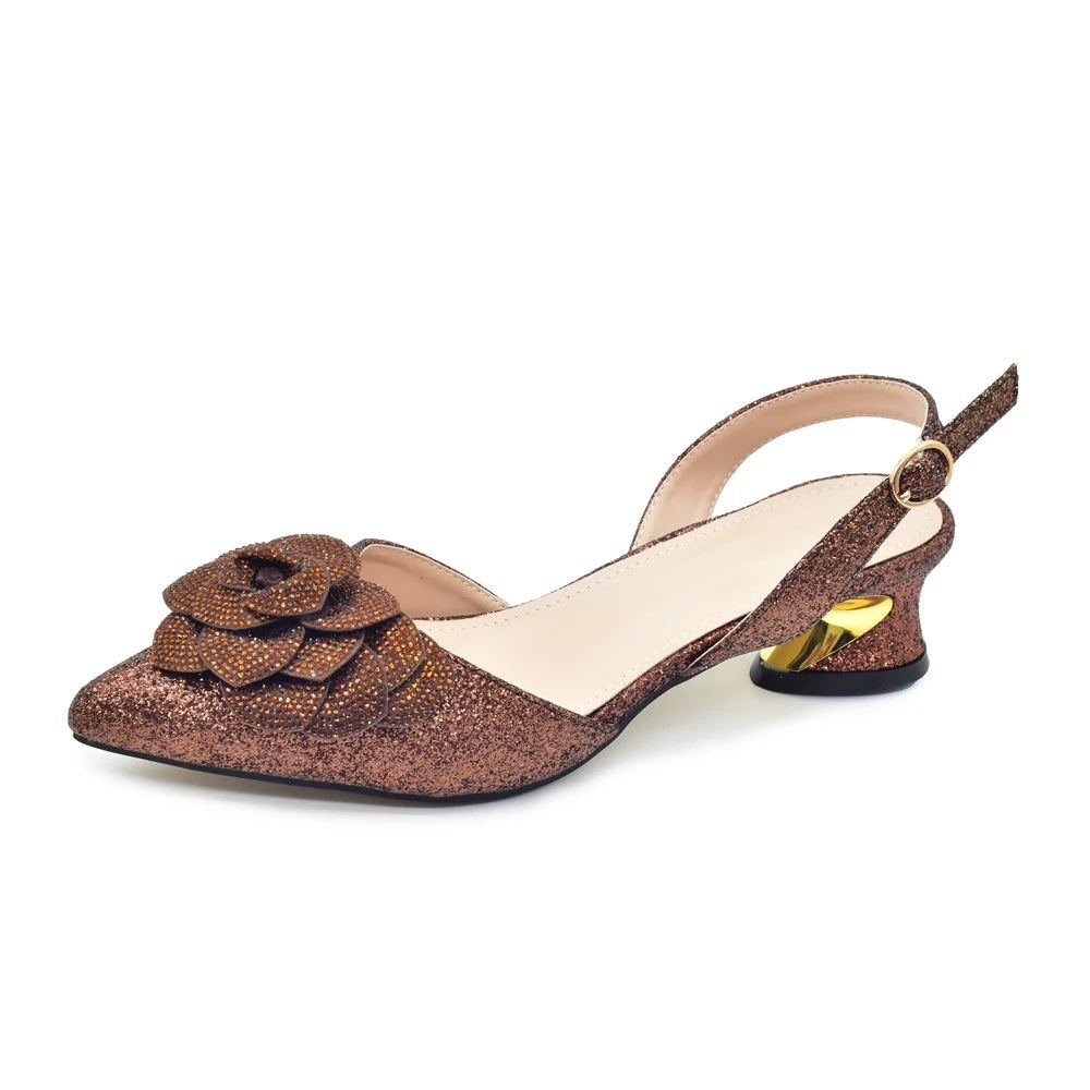 Women's Shoe and Bag Set Latest Luxury Italian Rhinstone Design for Wedding and