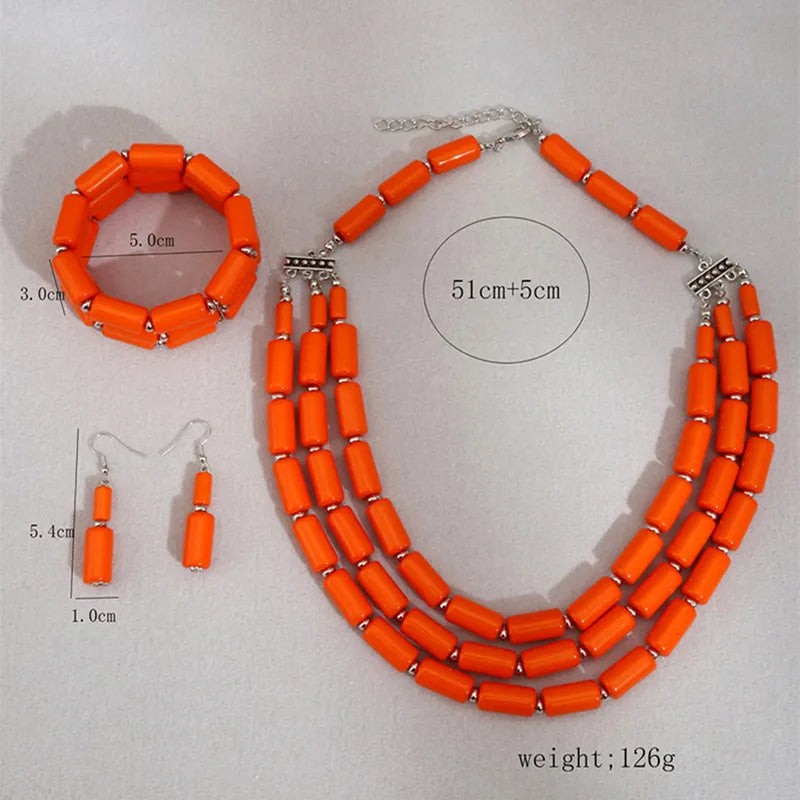 Fashion Jewelry sets Colorful Acrylic Wave Shaped Multilayer Necklace Earrings