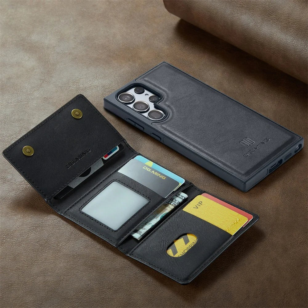 DG.Ming RFID Blocking Retro Flip Leather Case For Samsung Galaxy S25 S24 S22
