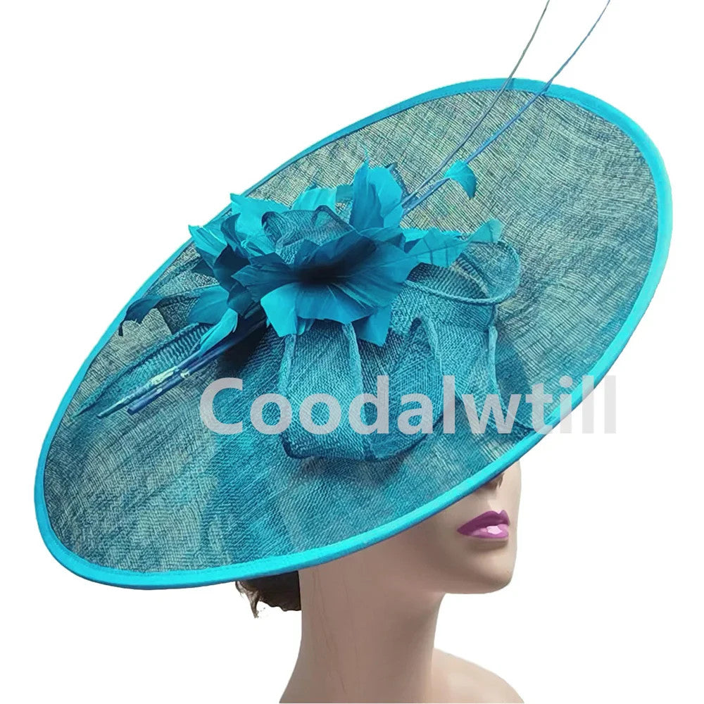 Royal Ascot Big Fascinator Hat Women Kentucky Derby Feather Large Hat
