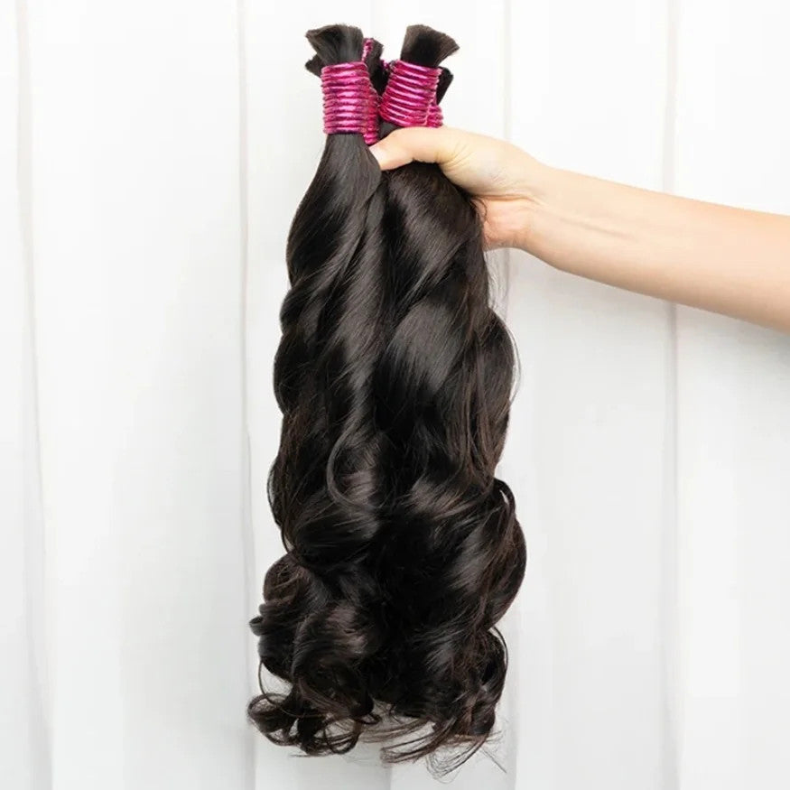 100g Human Hair Bulk for Braiding French Curls Boho Braids Loose Wave Romance
