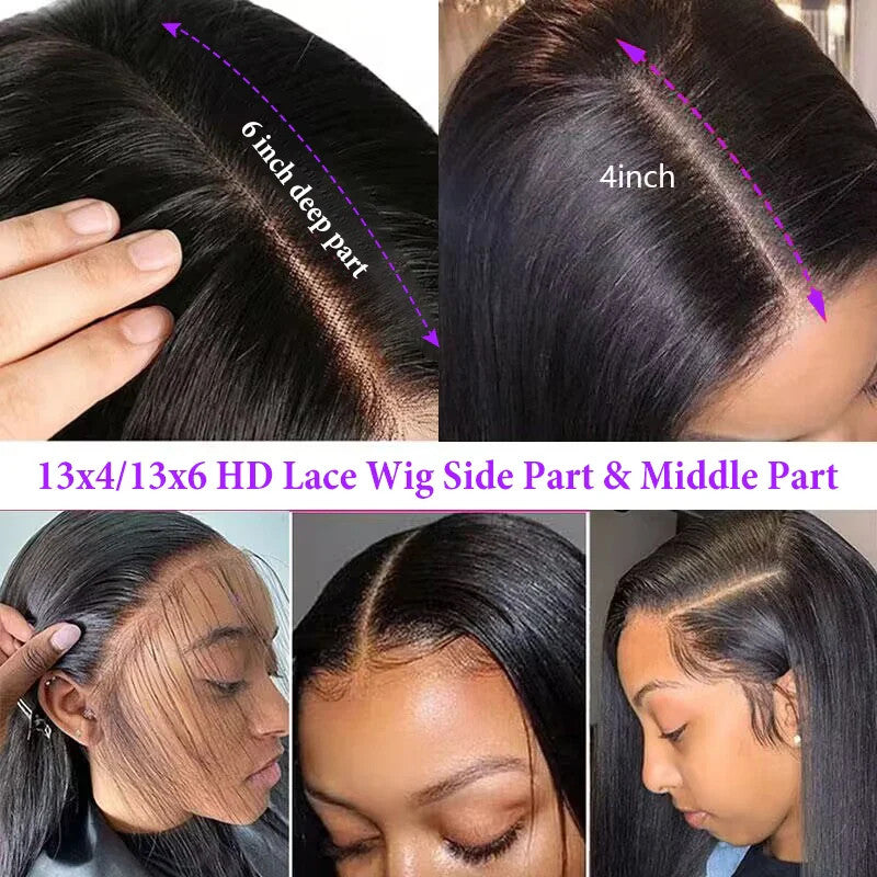13x6 Straight Lace Front Wig 360 Lace Frontal Wig HD Transparent Lace Wigs For