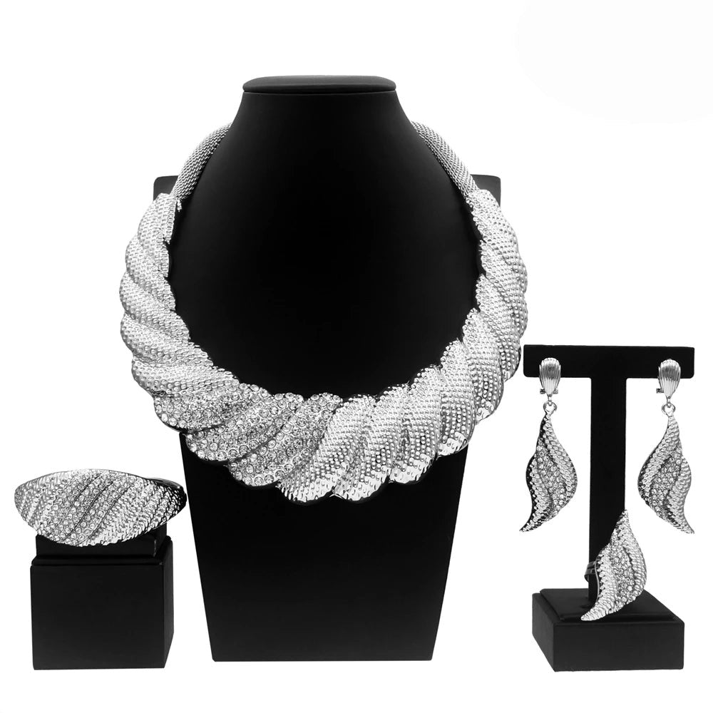 Dubai Gold Plated Jewelry Sets For Women Surround Big Necklace Plate 24K