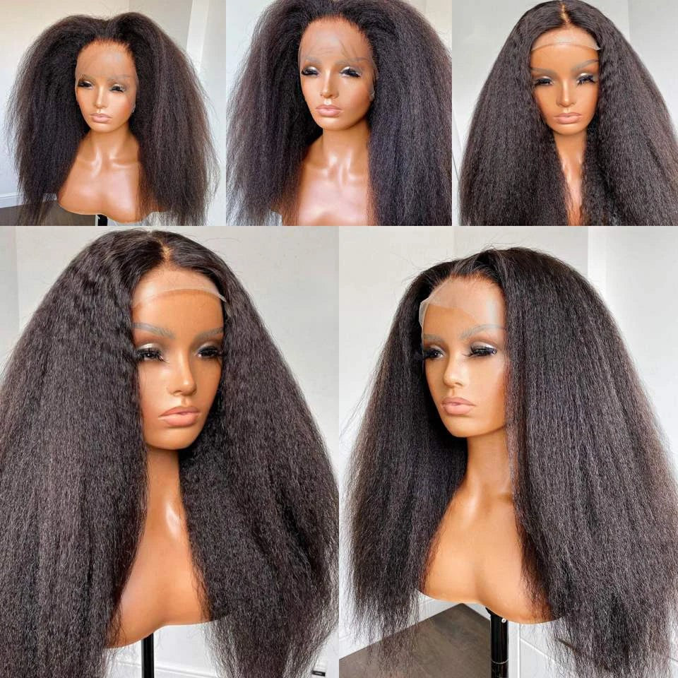 Yaki Straight Wig 360 Lace Frontal HD Human Hair Wigs Full Lace Kinky Straight