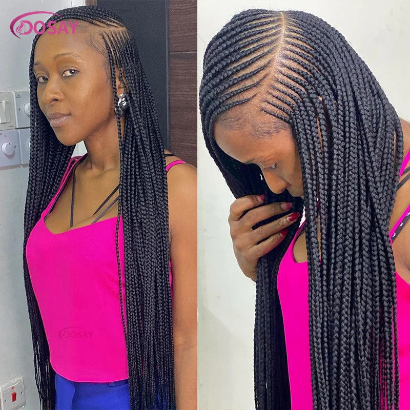 36" Cornrow Box Braided Wigs 613 Blonde Synthetic Wig for Women High Quality
