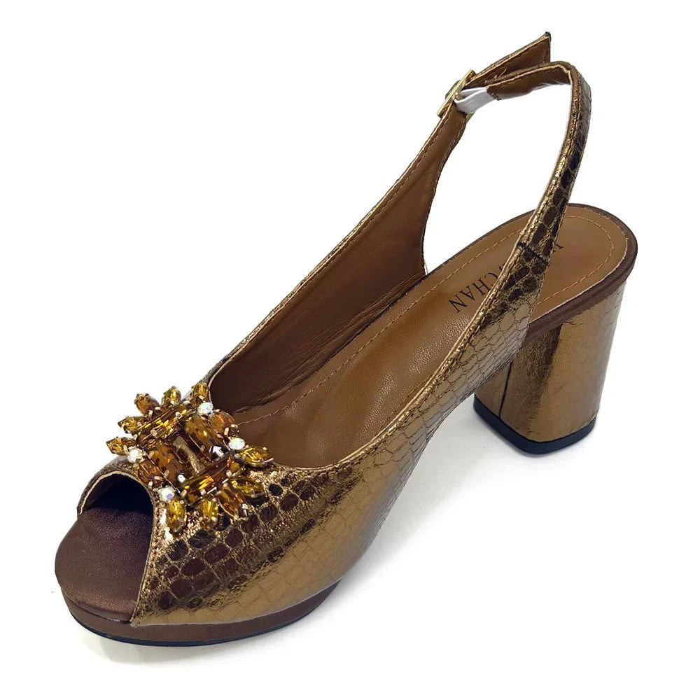 Rhinestone Bling Peep Toe Slingback Heels & Bag Set — 6 Colours | EU 37–43