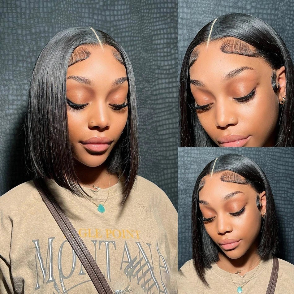 13x4 Straight Lace Frontal Bob Wig Pre Plucked 4x4 Human Hair Wigs Brazilian