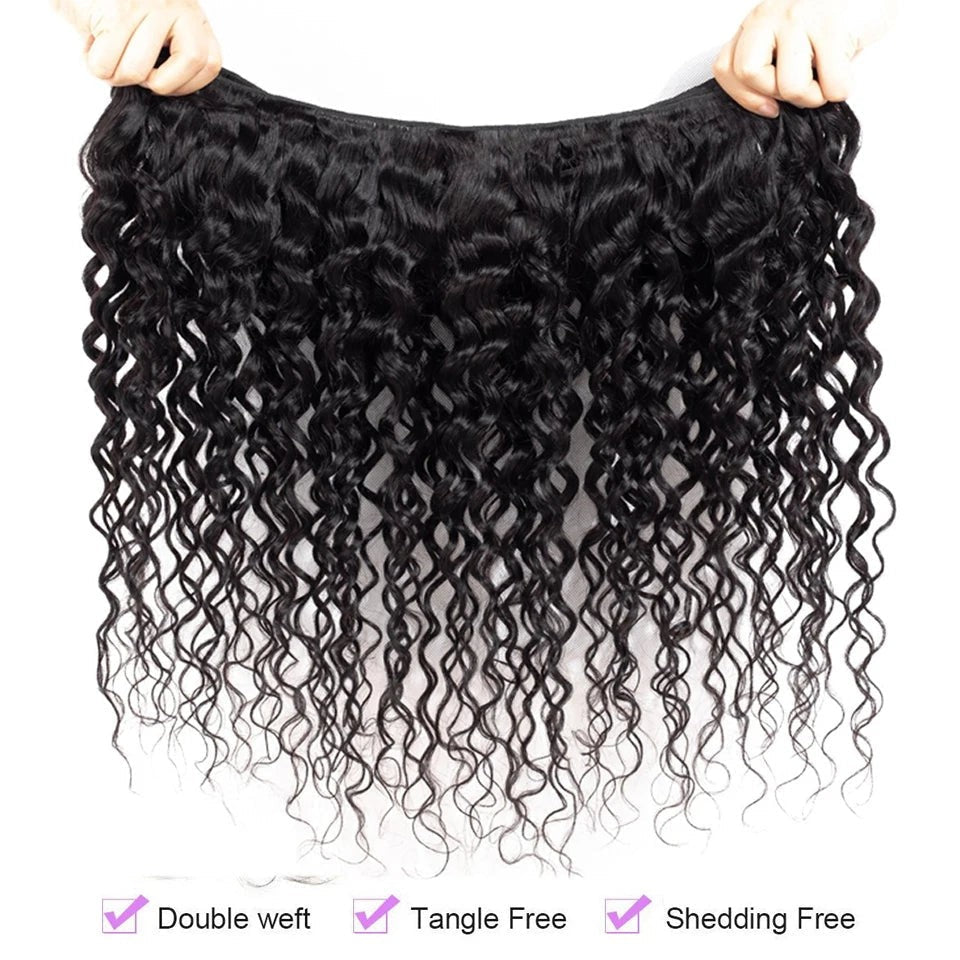 Water Wave Human Hair Bundles Curly Deep Wave 3 Bundles Brazilian Natural Black