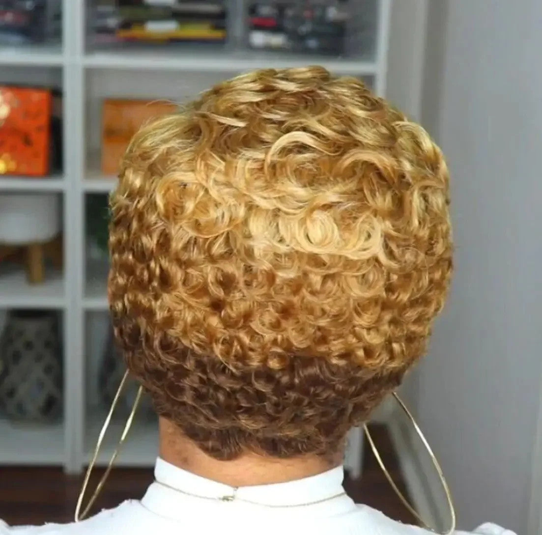 Short Afro Curly Pixie Cut Wig – Brazilian Remy Human Hair | Deep Wave Texture | 180% Density | Natural Colour