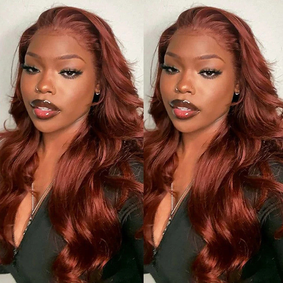 HD 13x4 Reddish Brown Lace Front Colored Glueless Human Hair Wigs Brazilian