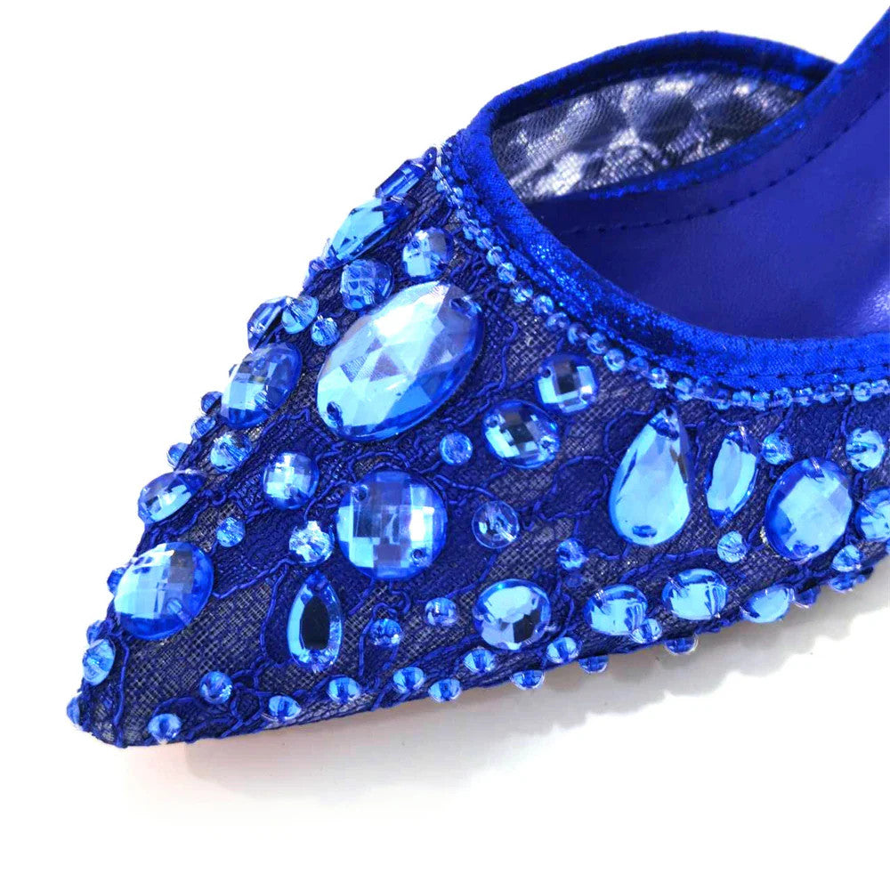 3D Bling Pointed Toe Slingback Heels — Shoes Only or With Matching Bag | 7 Colours | EU 37–42