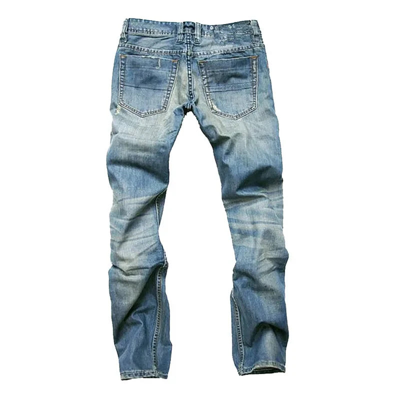 Streetwear Mens Slim Fit Ripped Straight Jeans Daily Male jeans pants Autumn