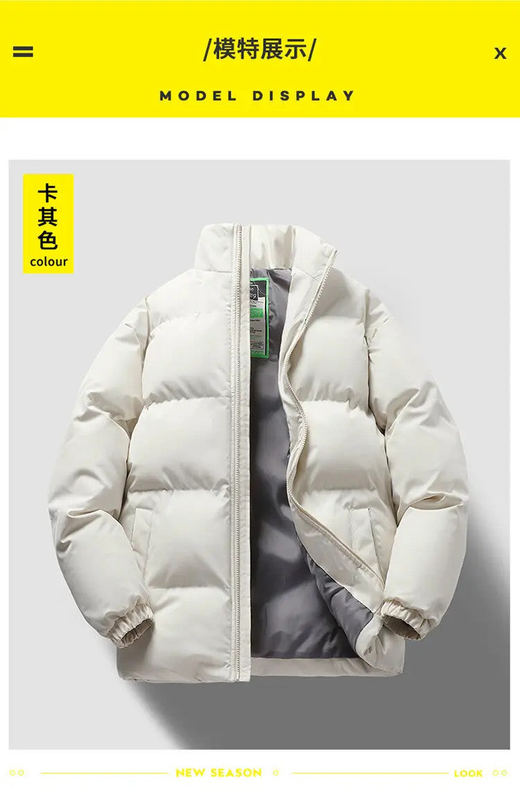Men's Winter Thick Sports Trendy Stand Up Collar Parka Jacket