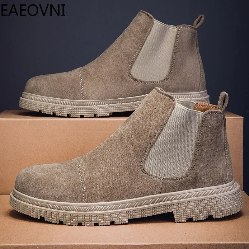 New Winter Boot Casual Shoes for Men Round Toe Slip-on Trendy All-match British