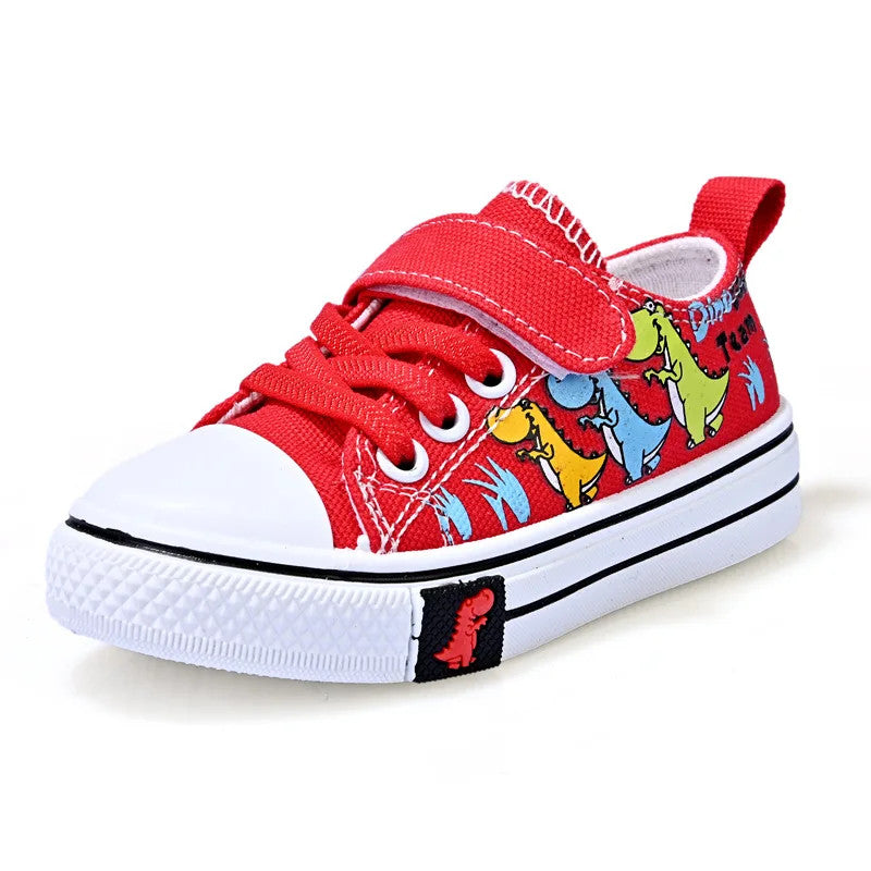 Kids' Animal Print Sneakers | Breathable Fabric | Hook & Loop | Unisex | EU 22–33 | Yellow, Red & Black