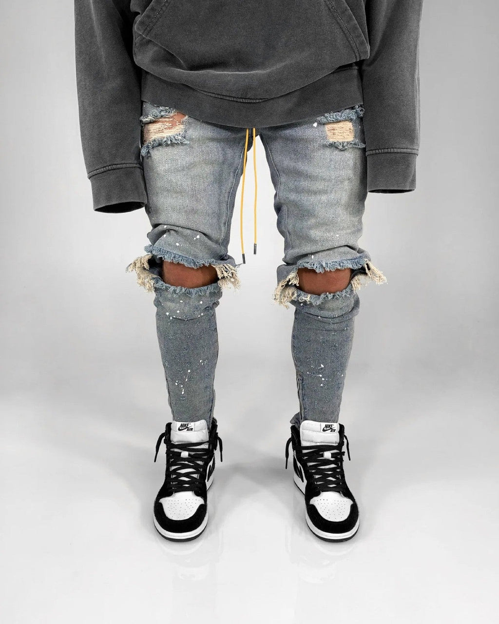 New 2025 Ripped Hole Jeans for Men Hip Hop Cargo Pant Distressed Denim Jeans
