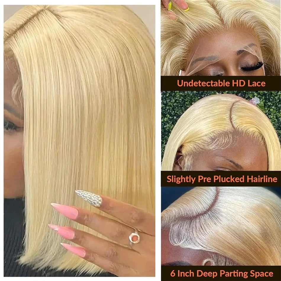 100% Vietnamese Super Double Drawn Bone Straight 13x4 Frontal Bob Wig with