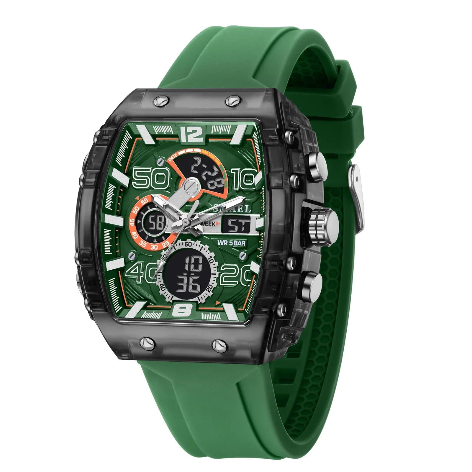 Men's 8109 electronic watch fashion square dual display waterproof luminous