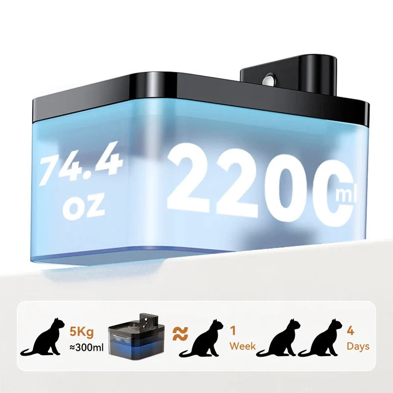 Wireless Automatic Cat Water Fountain 2600mAh Dispenser For Dog And Cat