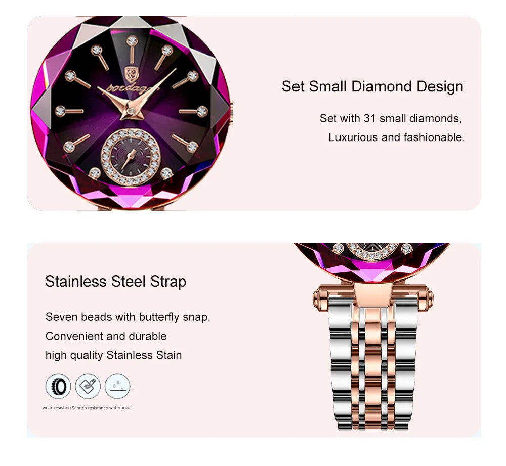 Luxury Elegant Ladies Wristwatch Waterproof Stainless Steel Watch for Woman