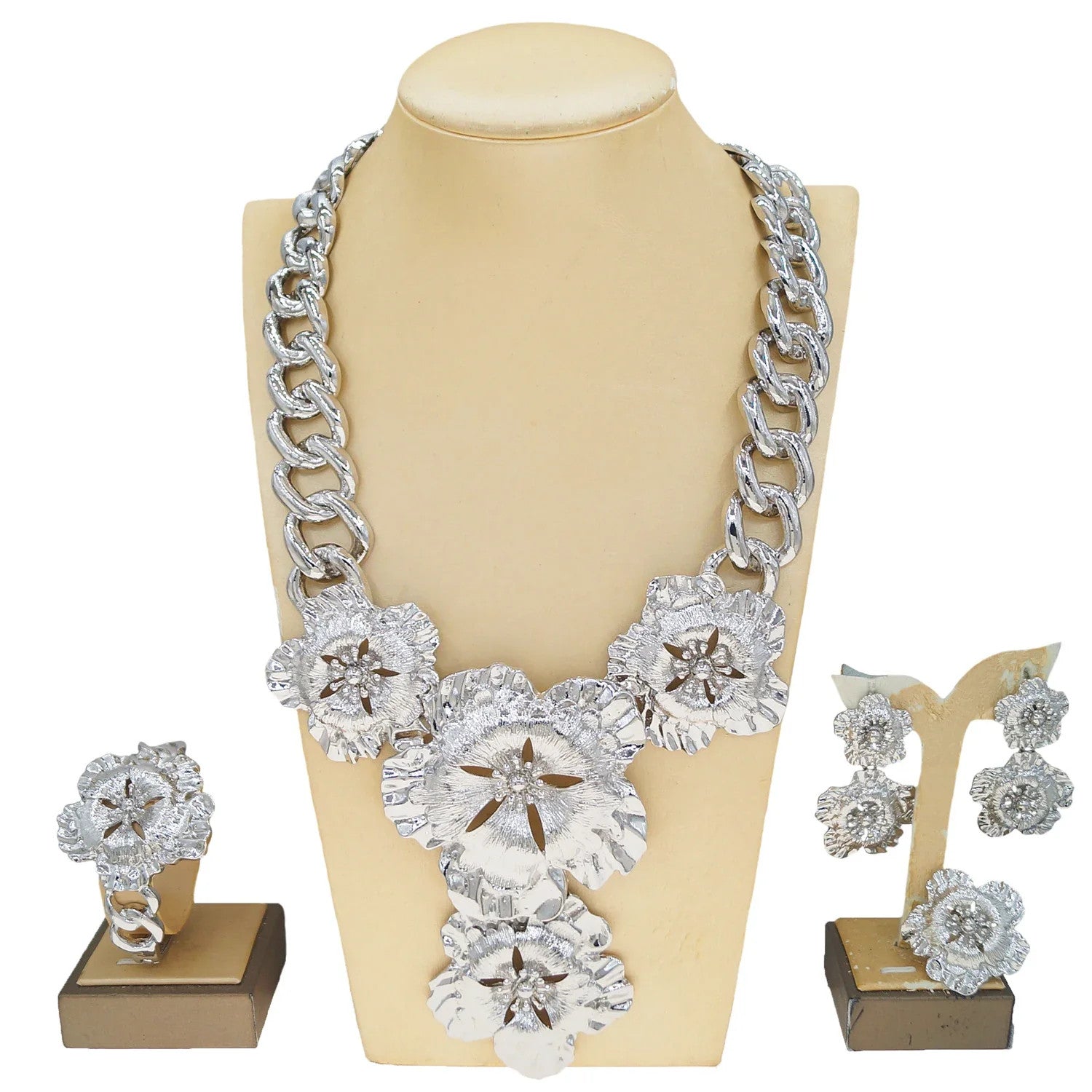 Necklace For Women Fashion New Cuban Chain Necklace Gold Flower Pendant Luxury