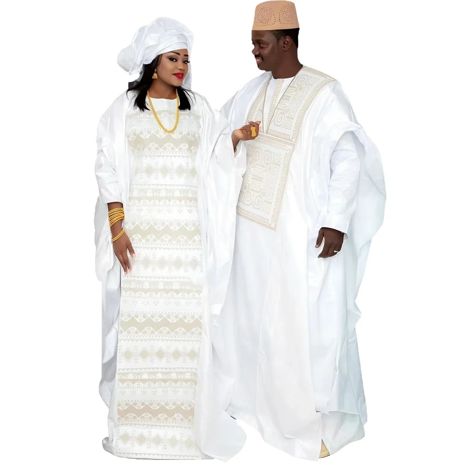 African Dresses For Couples Traditional Bazin Embroidery Dresses Floor Length
