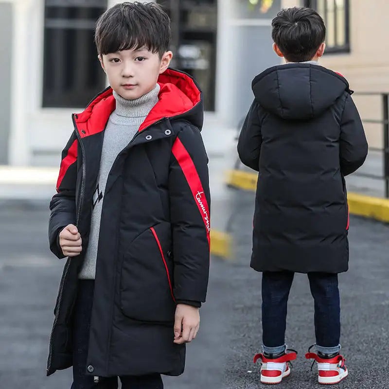5-12 Years Old Boys Jacket 2023 Winter New Thicken Keep Warm Hooded Camouflage