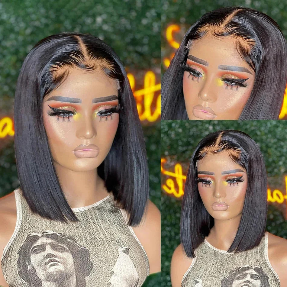 100% Vietnamese Human Hair Bone Straight Bob Wig — 13x4 Lace Front | 210% Density