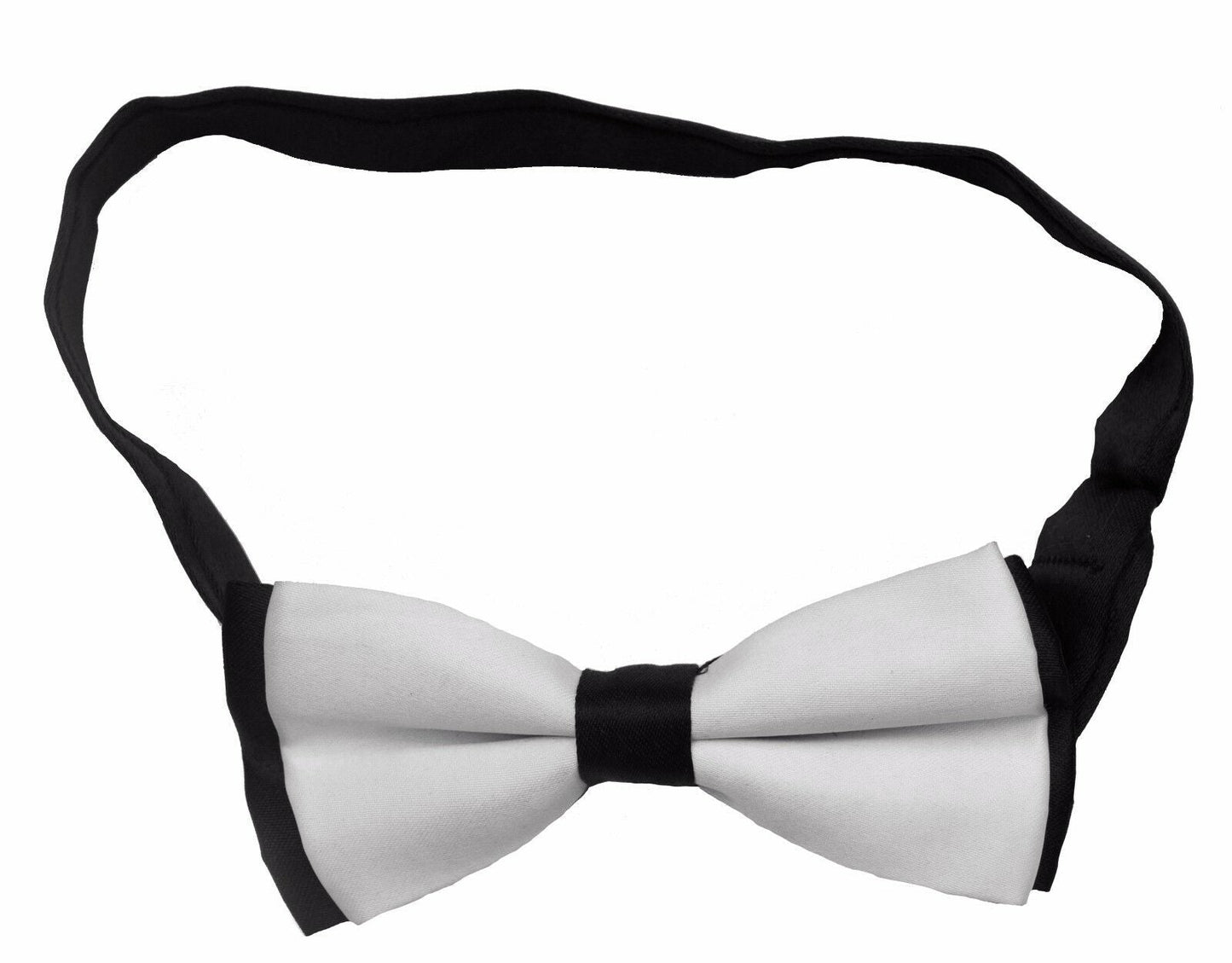 White and Black Mens Satin Bow Tie Dickie Bow Pre-Tied Wedding Tuxedo Tie Necktie