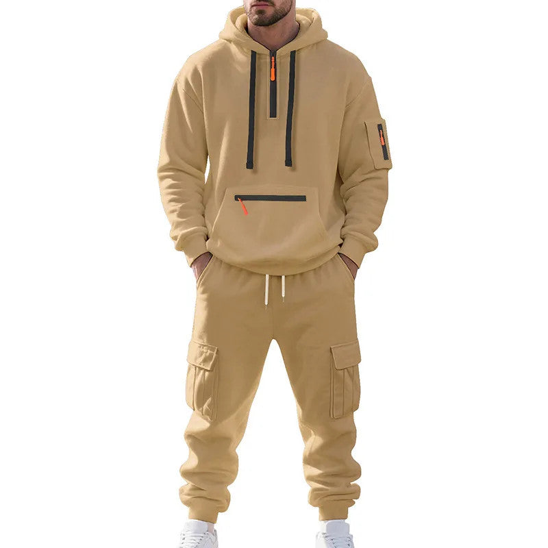 Men's 2 Piece Long Sleeve Athletic Full Zip Jogging Sweatsuits