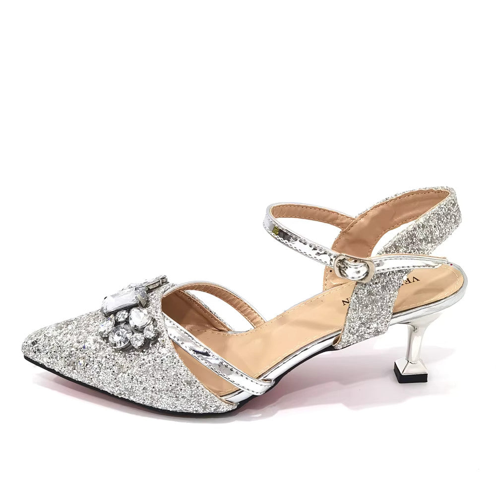 Women's Italian Fashion Peep Toe Pump Shoes with Matching Bag Set for Wedding
