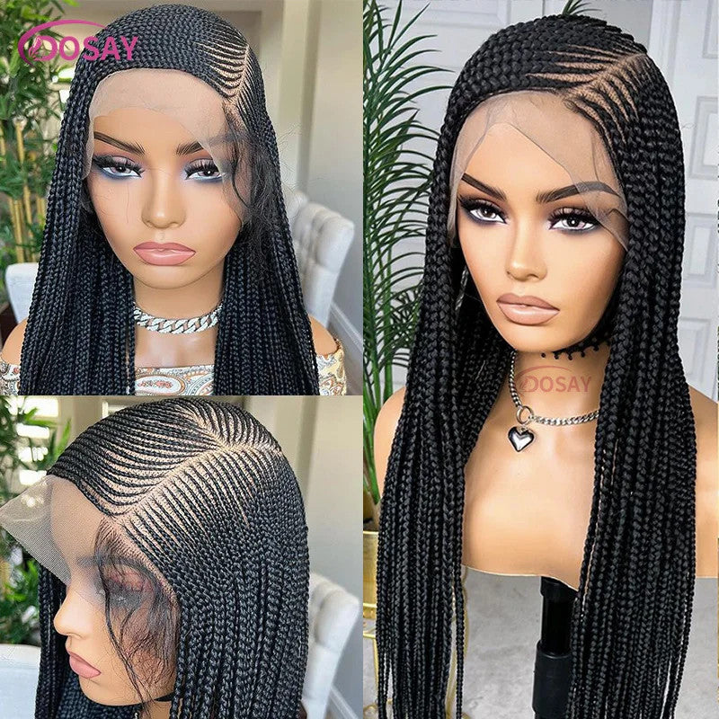 36" Cornrow Box Braided Wigs 613 Blonde Synthetic Wig for Women High Quality