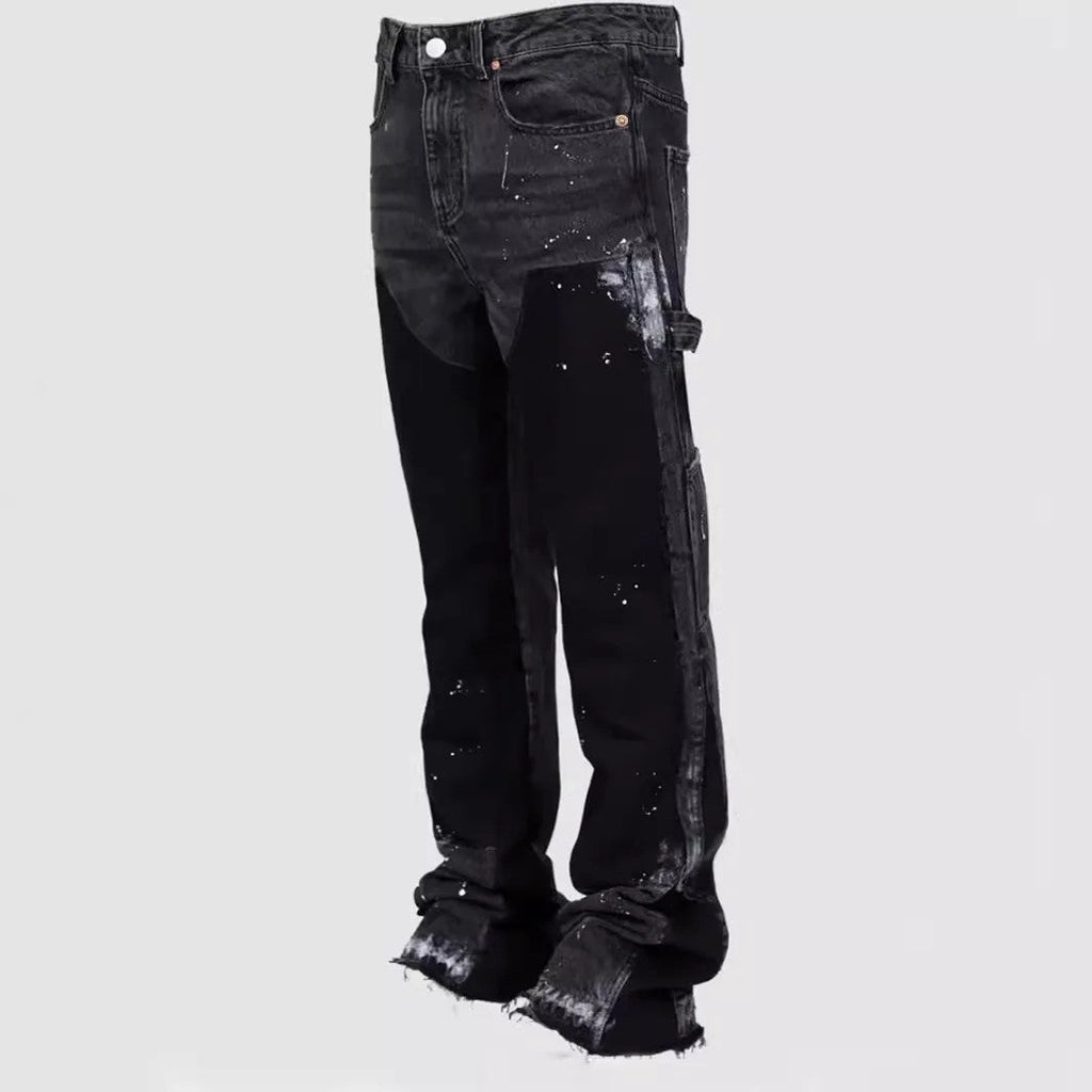 Men's Fashion Jeans Work Pants, European and American Fashion Workwear Elastic