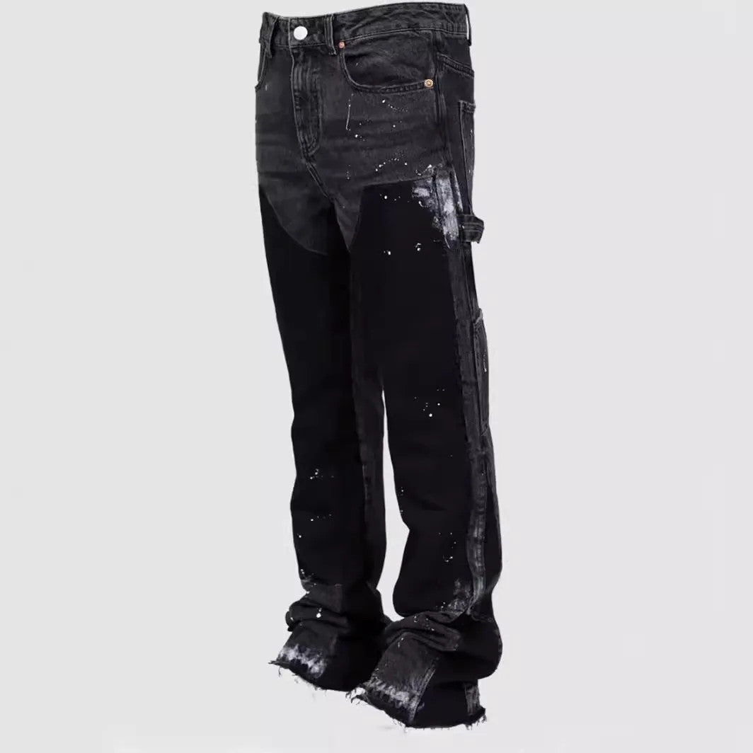 Men's Fashion Jeans Work Pants, European and American Fashion Workwear Elastic