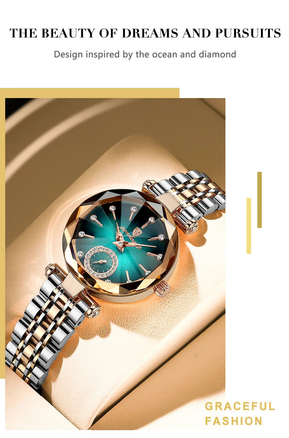 Luxury Elegant Ladies Wristwatch Waterproof Stainless Steel Watch for Woman